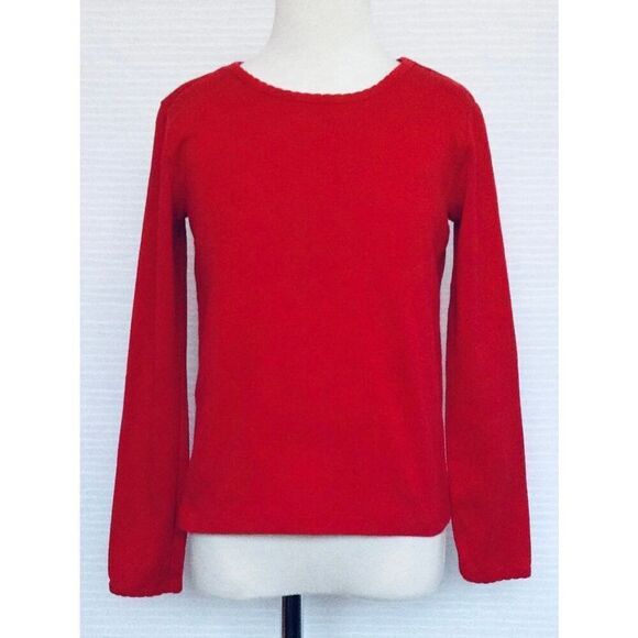 Hanna Andersson Girls 6/7 (120) Basic Brights Red Long Sleeve Knit Top BUY 2 GET - Picture 1 of 4